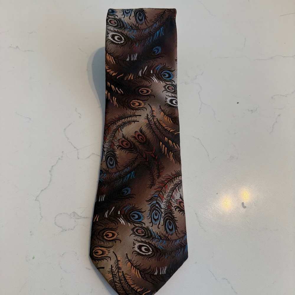 Vintage 60s Wemlon by Wembley Peacock Feather Tie Atomic Retro Mid Century